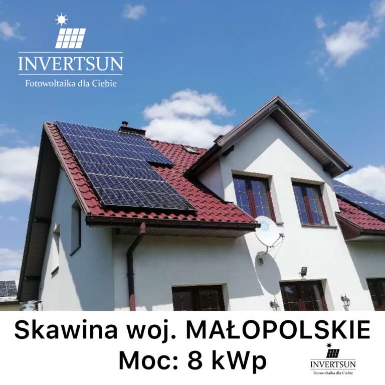 instalacja fotowoltaiczna na domu w Skawinie